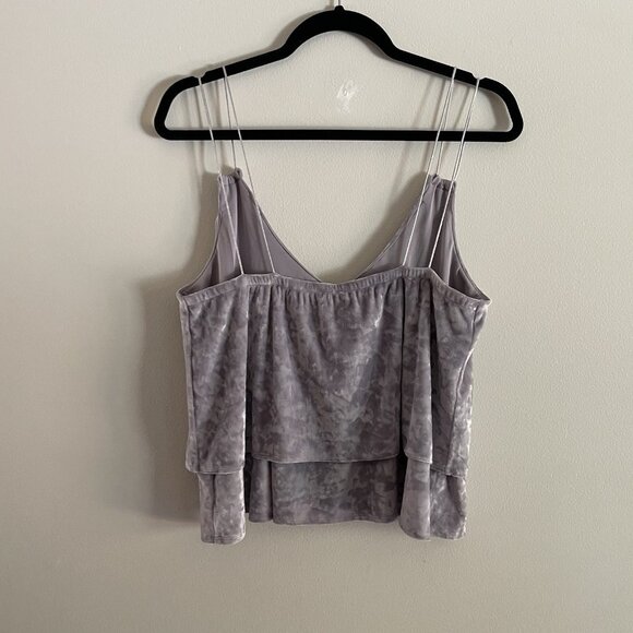 Express One Eleven Women M Gray Crushed Velvet Layered V-Neck Cami Tank Top - Picture 9 of 10